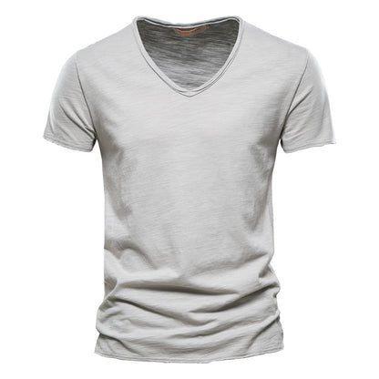 T-shirt à col V léger 100% coton peigné pour hommes