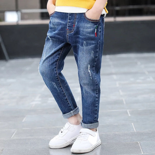 Casual straight denim pants for children and teenagers