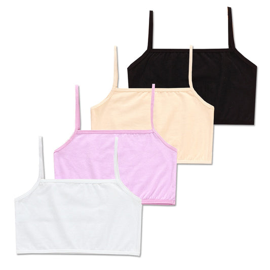 Pack of 4 short tops, 100% cotton underwear for girls 