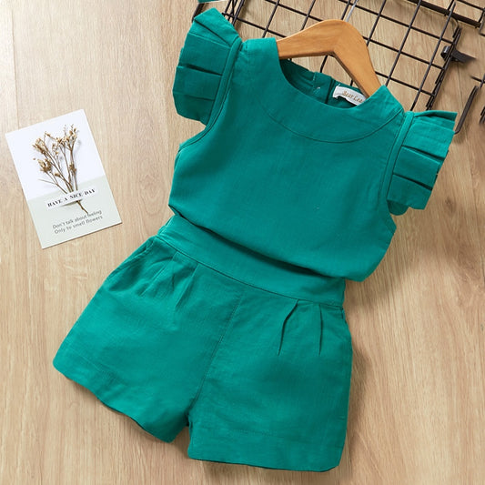 Stylish 2-piece top and shorts set for little girls