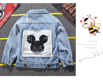 Denim jacket with Mickey motif for boys
