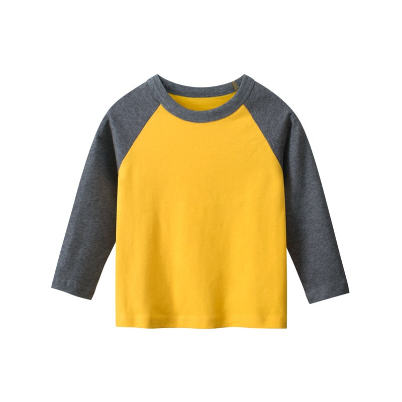 Kids' Two-Tone Cotton Long-Sleeved T-Shirts