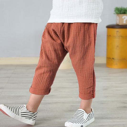 Children's casual cotton and linen pants