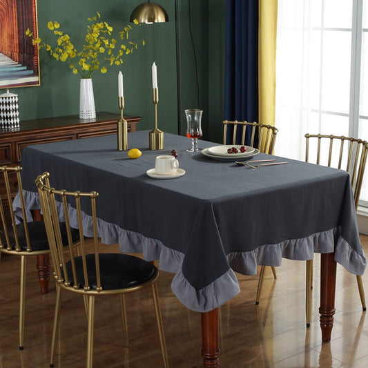 Rectangular cotton tablecloth with ruffle 140x240cm