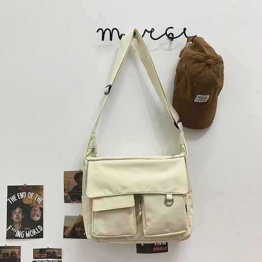 Multi-pocket Nylon Shoulder School Bag for Girls Women