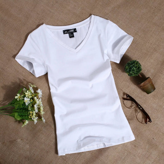 Women's Casual Simple Short Sleeve V-Neck T-Shirt