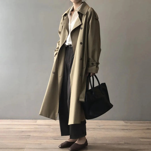 Trench-coat mi-long classique pour femmes