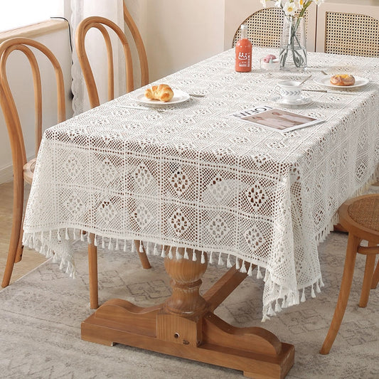 Rectangular handmade crochet tablecloth 140x160cm