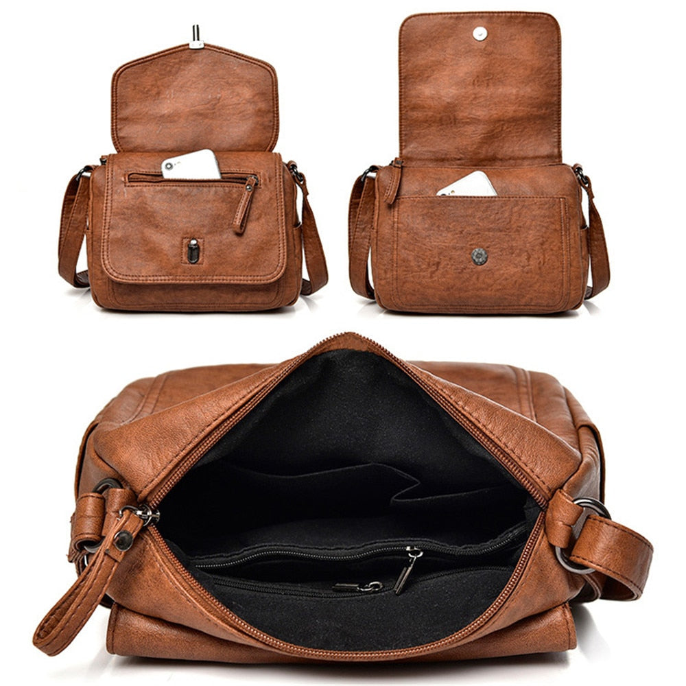 Vintage shoulder bag in soft faux leather