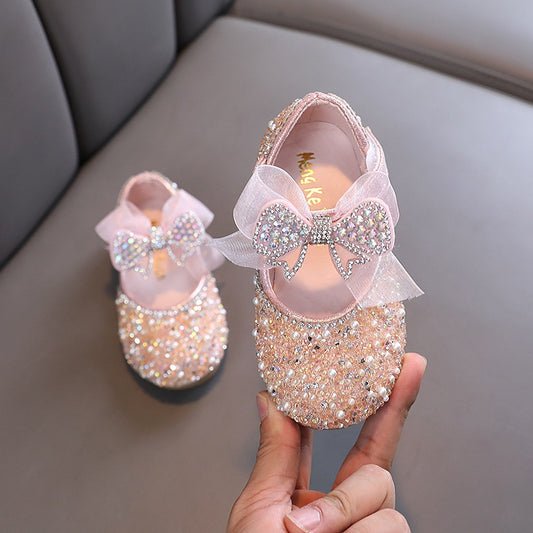 Glitter Bowknot Party Shoes for Little Girls