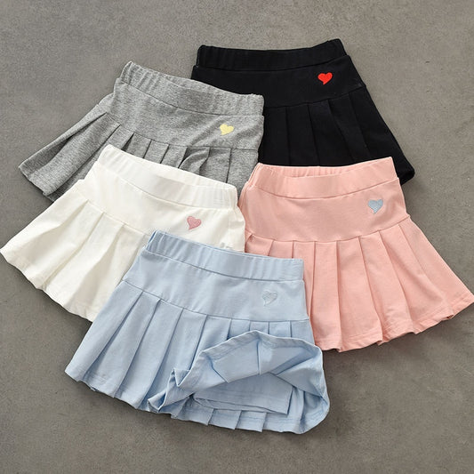 Skirt with integrated inner shorts for children and teenage girls