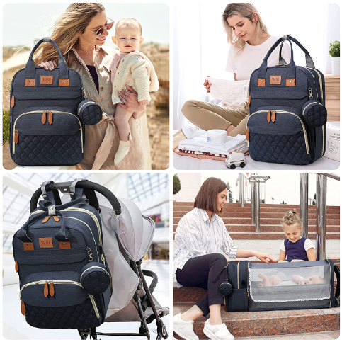 3-in-1 changing bag with integrated baby bassinet 