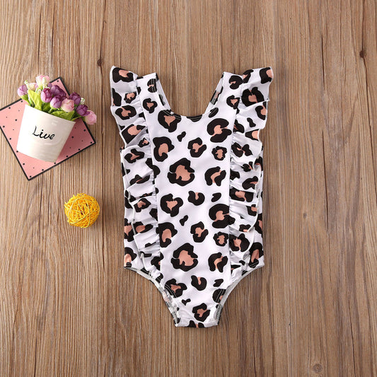 Little Girls' Ruffled Printed Swimsuit